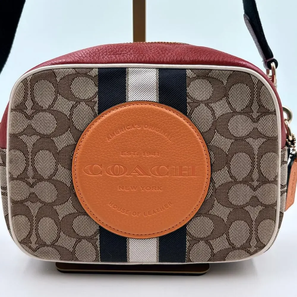 Authenticated COACH Signature 1912 Brown Multi Jacquard Leather Shoulder Bag - Picture 3 of 11